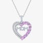 Gemstone Classics&#8482; Lab Grown Pink Sapphire Mom Heart Pendant - image 2