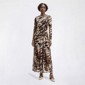 Plus Size Vivid Aura Long Sleeve Leopard Twist Waist Maxi Dress - image 1