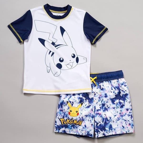 Boys &#40;4-7&#41; Pokemon&#40;tm&#41; Rash Guard & Trunks Swim Set - image 