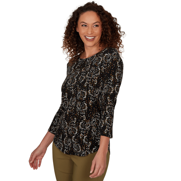 Womens Emaline Key Items 3/4 Sleeve Abstract Dot Tee