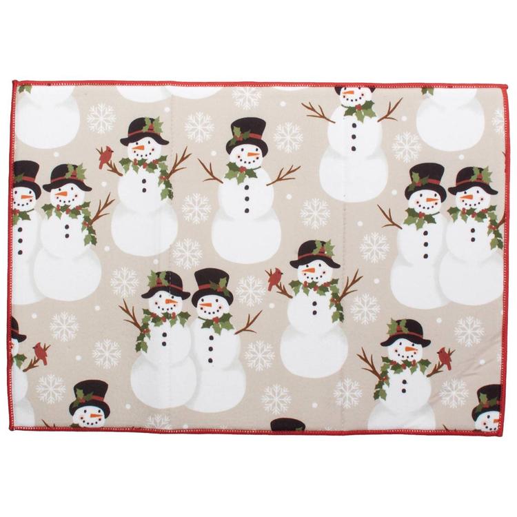 Holly Snowmen Drying Mat