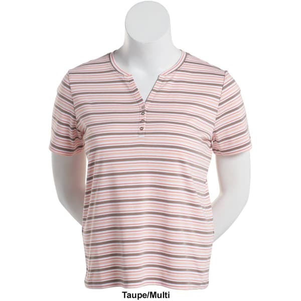 Petite Hasting & Smith Short Sleeve Stripe Henley Top