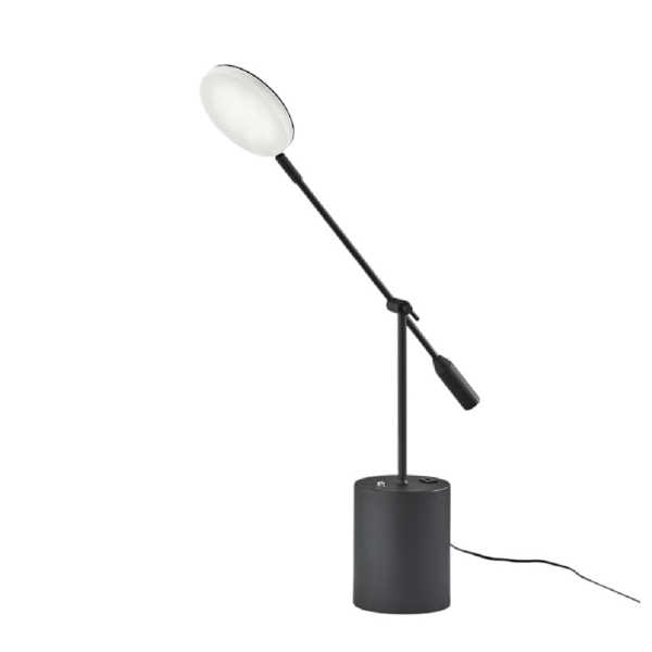 HomeRoots 64in. LED Light Black Swing Arm Floor Lamp