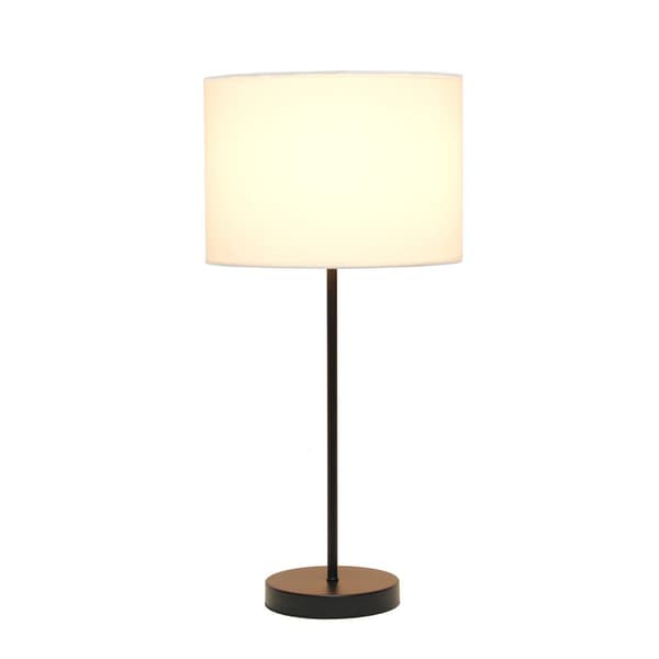 Simple Designs Black Stick Lamp w/White Fabric Drum Shade