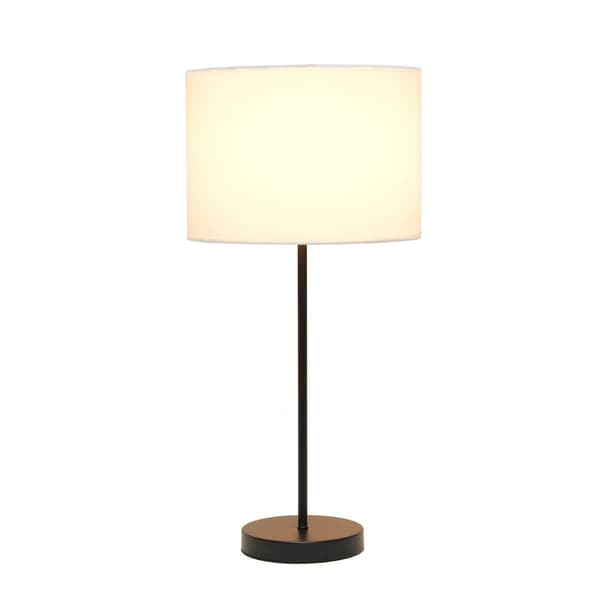 Simple Designs Black Stick Lamp w/White Fabric Drum Shade - image 