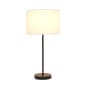 Simple Designs Black Stick Lamp w/White Fabric Drum Shade - image 1