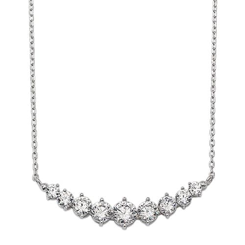 Splendere Sterling Silver Graduated CZ Necklace