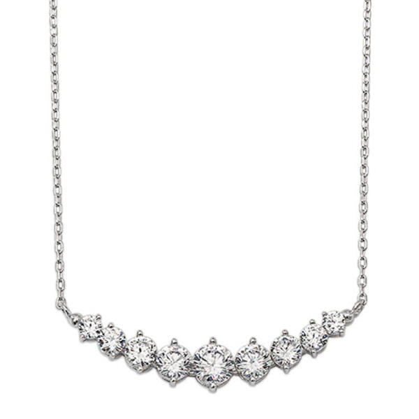 Splendere Sterling Silver Graduated Cubic Zirconia Necklace - image 