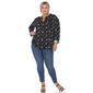 Plus Size White Mark Pleated Long Sleeve Leaf  Blouse - image 3
