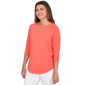 Petite Ruby Rd. Set Sail 3/4 Sleeve Grommet Neck Blouse - image 3