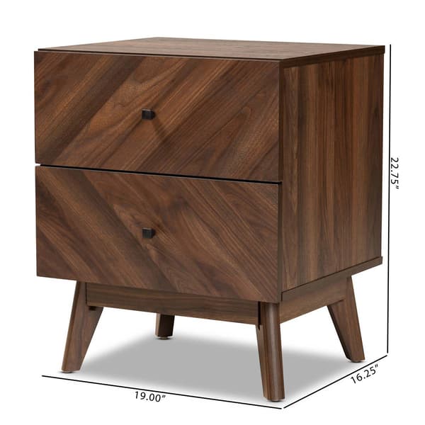 Baxton Studio Hartman Walnut Brown Wood 2-Drawer Nightstand
