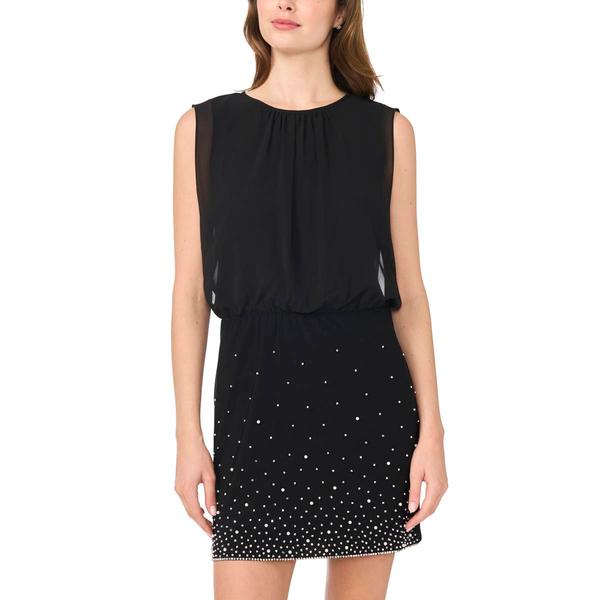 Womens MSK Blouson Sheer Overlay Beaded Trim Dress - image 