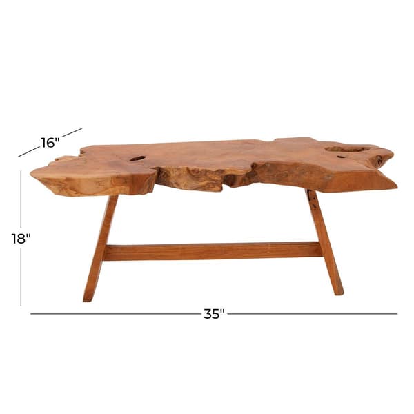9th & Pike® Brown Teak Wood Contemporary Coffee Table