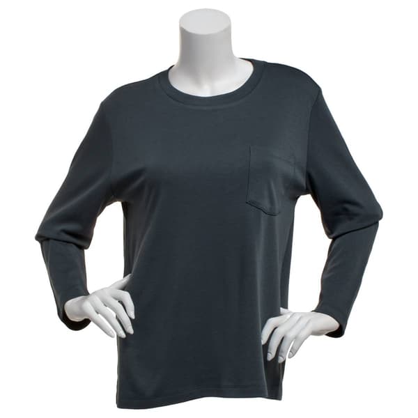 Plus Size Hasting & Smith Long Sleeve One Pocket Tee - image 