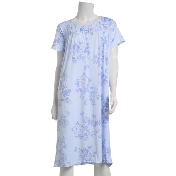 Womens Laura Ashley Short Sleeve Peached Toile Nightgown - image 