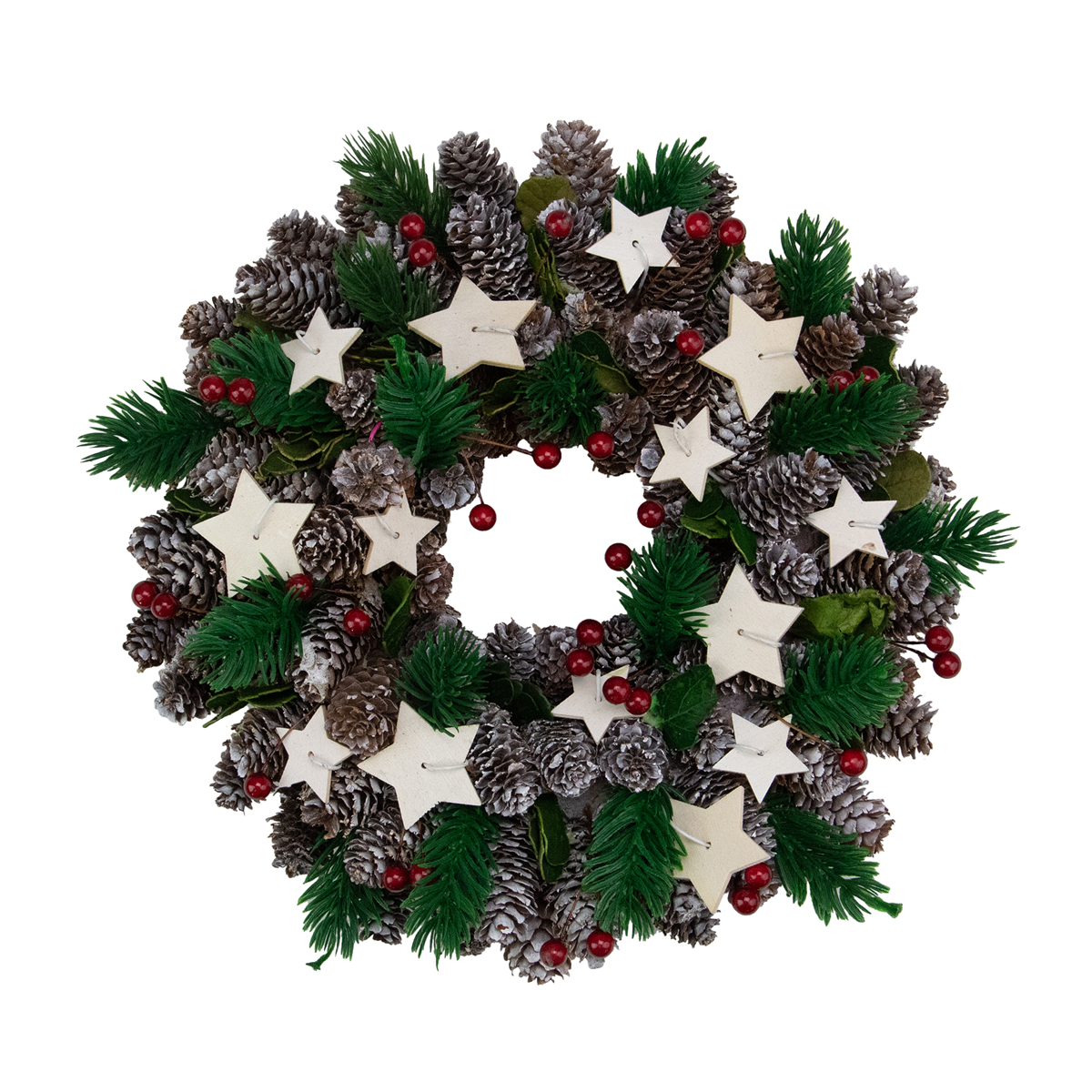 Northlight Pinecone & Berries with Stars Christmas Wreath