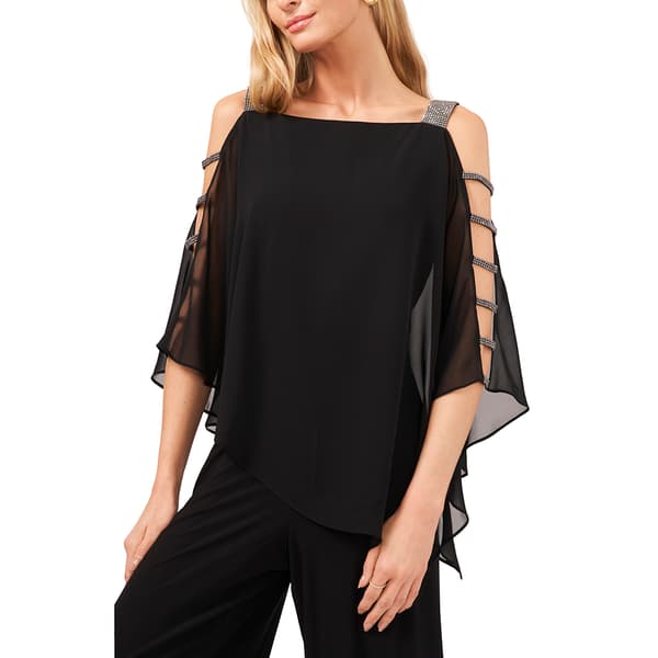 Womens MSK Rhinestone Ladder Trim Capelet Jumpsuit