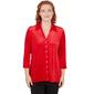 Womens Ruby Rd. Ready for Red Button Front Leopard Embossed Top - image 1