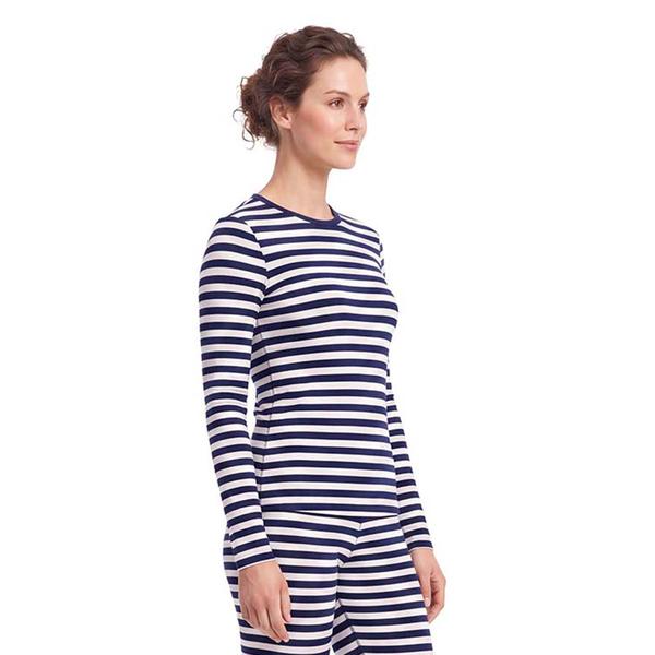 Womens LANDS'' END Stripe Long Sleeve Crew Neck Top