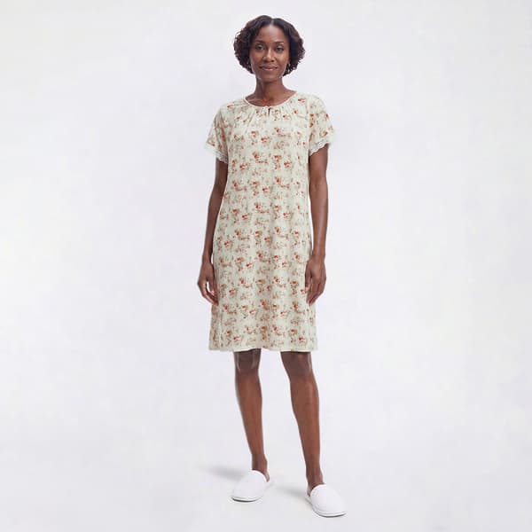 Womens Elizabeth & Nicole Wallpaper Floral Lace Trim Nightgown
