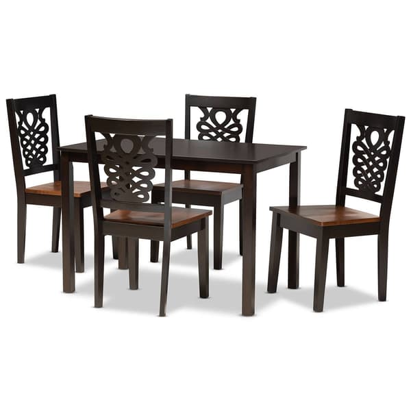 Baxton Studio Luisa 2-Tone Dark/Walnut Brown Wood 5pc. Dining Set