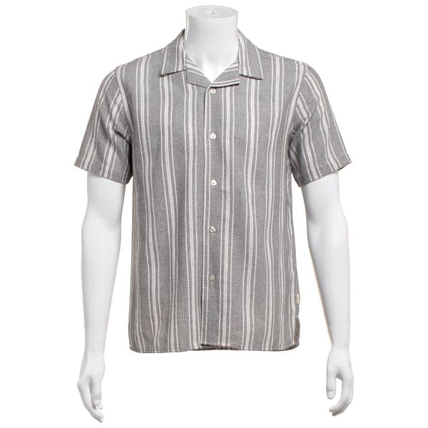 Mens VSTR Short Sleeve Vertical Stripe Button Down Shirt - Grey - image 