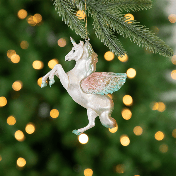 Northlight 5.25in. White Unicorn Glass Christmas Ornament