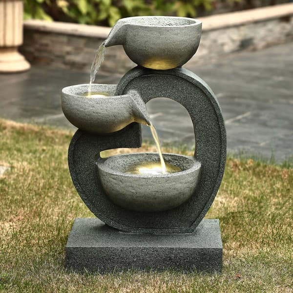 26in. Resin Heart Fountain with Bowls - Boscov's