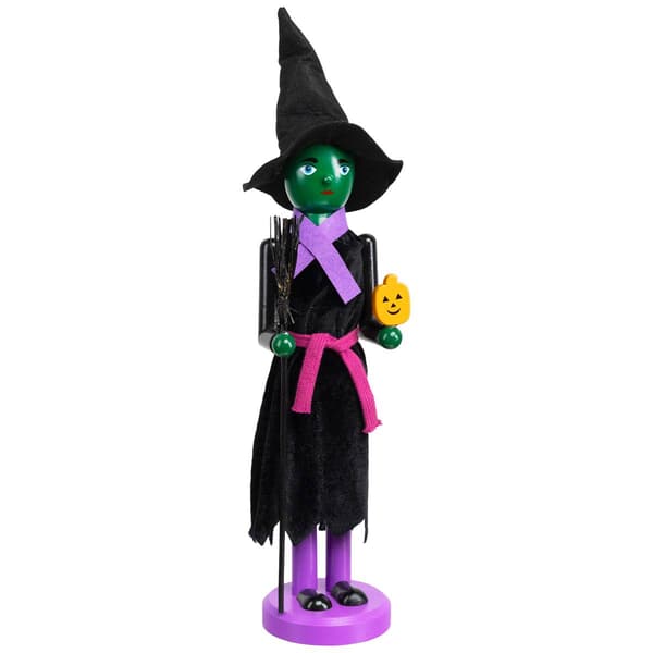 Northlight Seasonal 14in. Green Witch Wooden Halloween Nutcracker