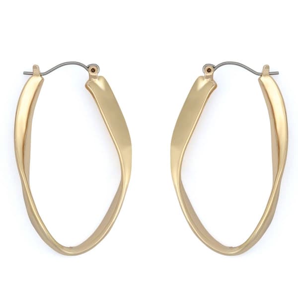 Steve Madden Gold Sculpted Oval Hoop Earrings