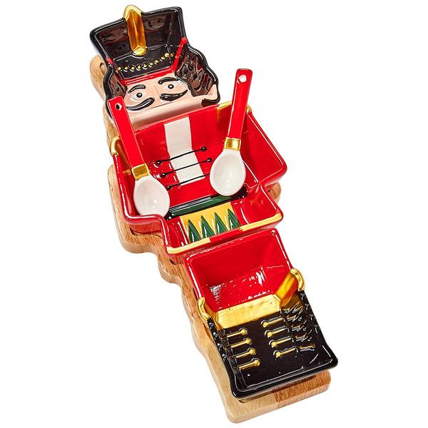 Godinger Gatherings Nutcracker Three Bowl Set with Serving Spoons - image 