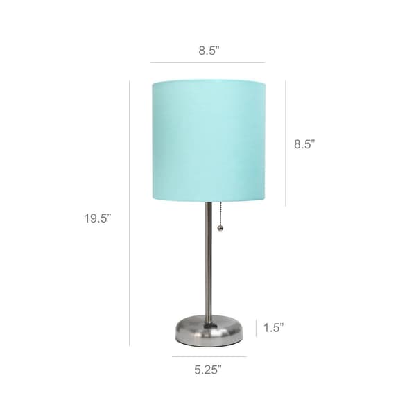 LimeLights Brushed Steel Stick Lamp w/Charging Outlet - Set of 2