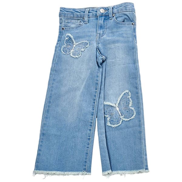 Girls (4-6x) YMI(R) Butterfly Patch 5 Pocket Wide Leg Jeans - image 