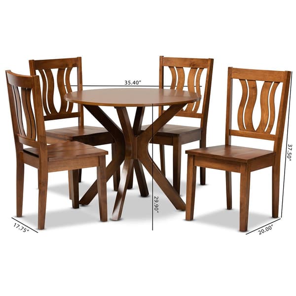 Baxton Studio Mare Walnut Brown Finished Wood 5pc. Dining Set