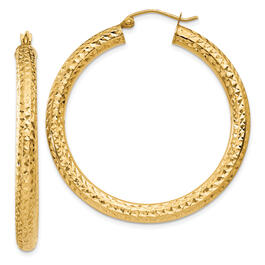 Gold Classics&#40;tm&#41; 14kt. Gold 4mm Diamond Cut Hoop Earrings