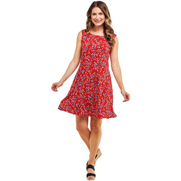 Womens Nina Leonard Sleeveless Floral Fit & Flare Dress w/Pockets - image 