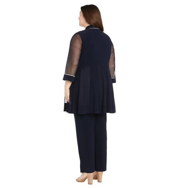 Plus Size R&M Richards 2pc. 3/4 Sheer Sleeve Rhinestone Pants Set