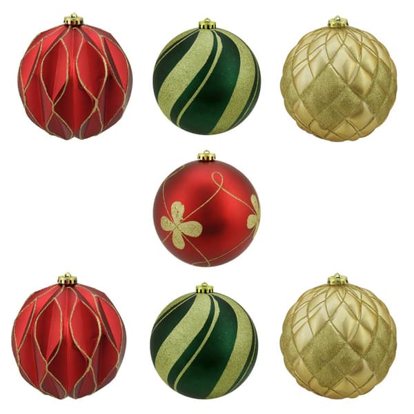 Northlight Seasonal 7ct Matte and Glitter Shatterproof Ornaments - image 