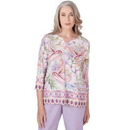 Womens Alfred Dunner Garden Party Paisley Floral Border Top