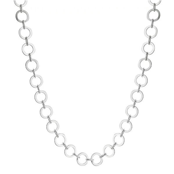 18in. Sterling Silver Flat Circle Chain Necklace - image 