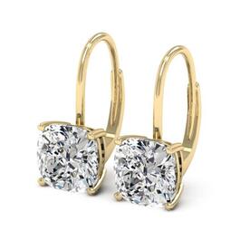 Moluxi&#40;tm&#41; 14kt. Gold 4ctw. Moissanite Cushion Dangle Earrings