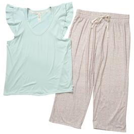 Petite Jessica Simpson Solid Top & Floral Print Capris Pajama Set