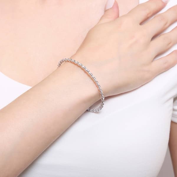 Athra Silver Plated Simulated Pearl & Clear Crystal Bracelet