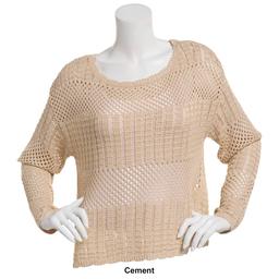 Juniors No Comment Lagoona Open-Stitch Scallop Trim Sweater