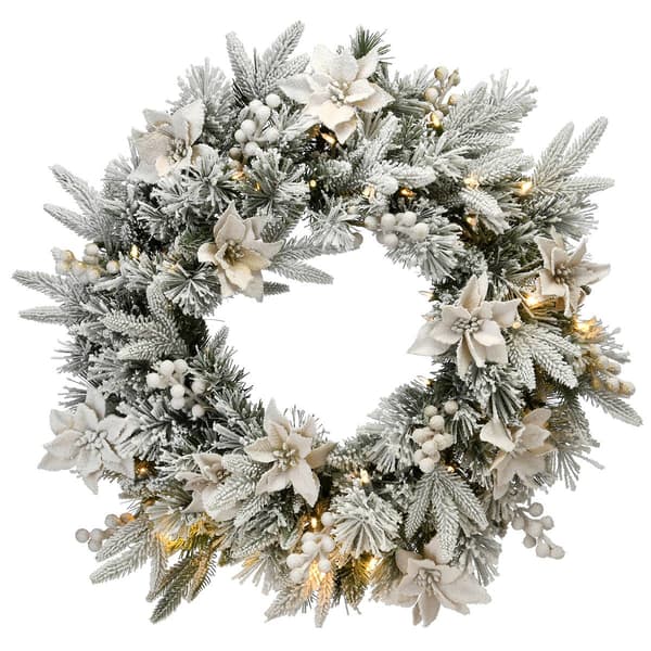 National Tree Pre-Lit 24in. Frosted Colonial Wreath - image 
