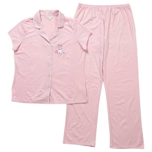 Womens Laura Ashley&#40;R&#41; Short Sleeve Dot Scottie Dog Pajama Set - image 