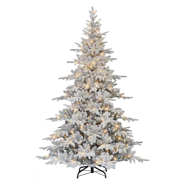 Puleo International 7ft. Pre-Lit Flocked Utah Fir Tree - image 