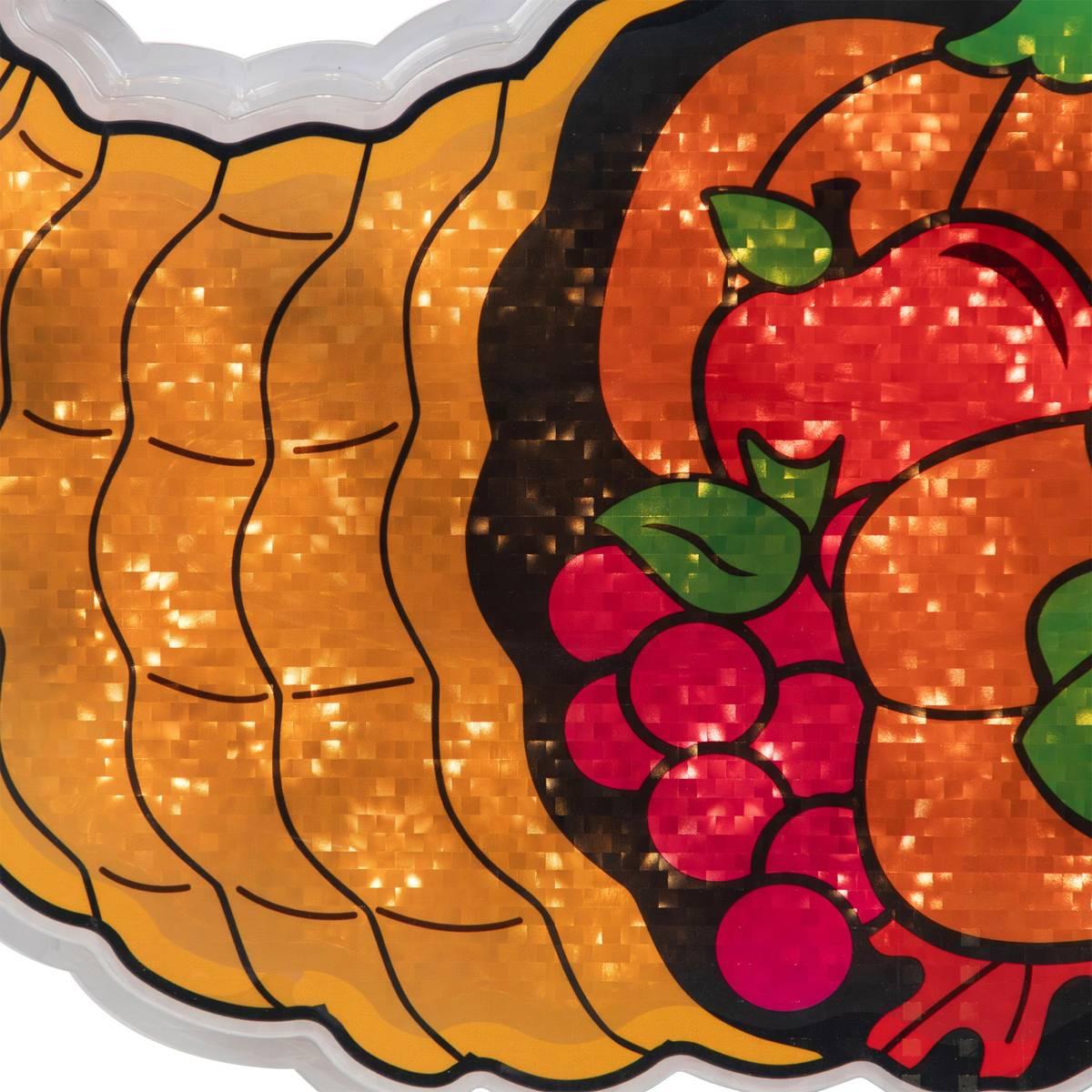 Northlight Seasonal 20in. Pre-Lit Cornucopia Window Decoration