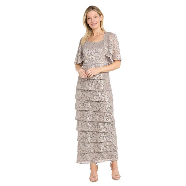 Womens R&M Richards Lace Bolero With Tier Gown