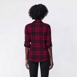 Womens New York Laundry Roll Tab Sleeve Plaid Button Front Blouse